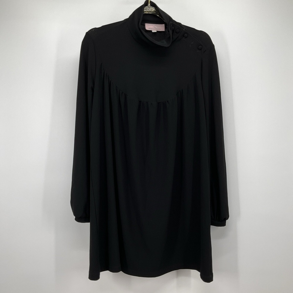 Vanessa Barrantes Black Shift Dress XS High Neck Dark Academia Gothcore Witchy